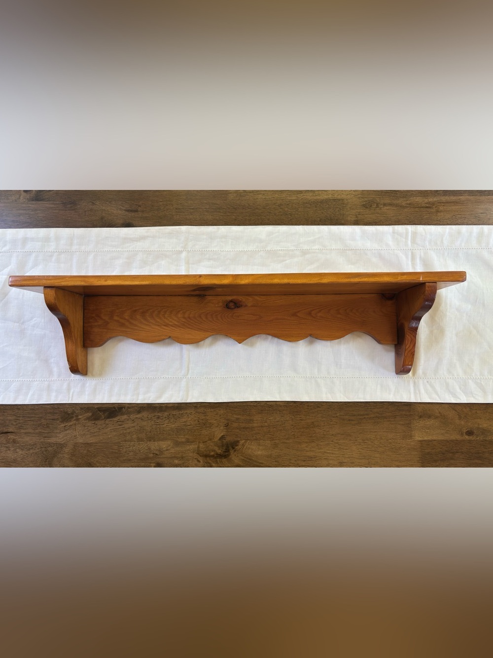 Vintage Honey Brown Wooden Wall Display Shelf 30”